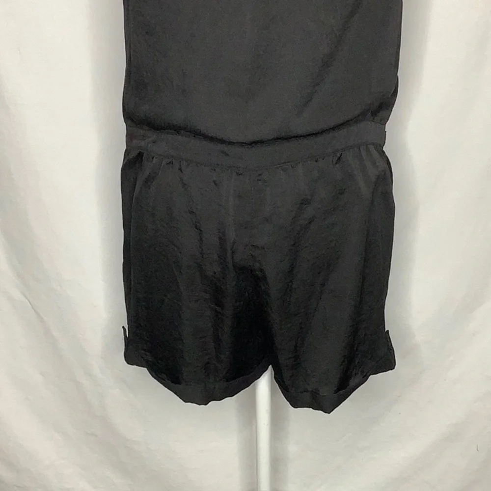 H&M Sleeveless Black Satin Romper Size 8
